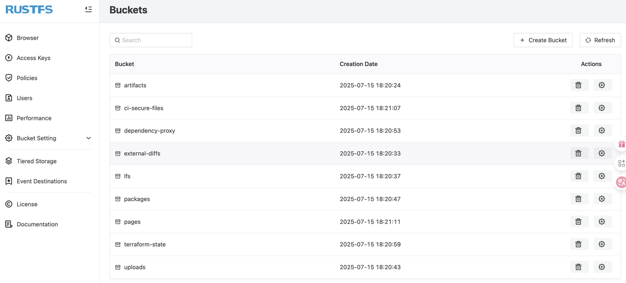 gitlab bucket creation